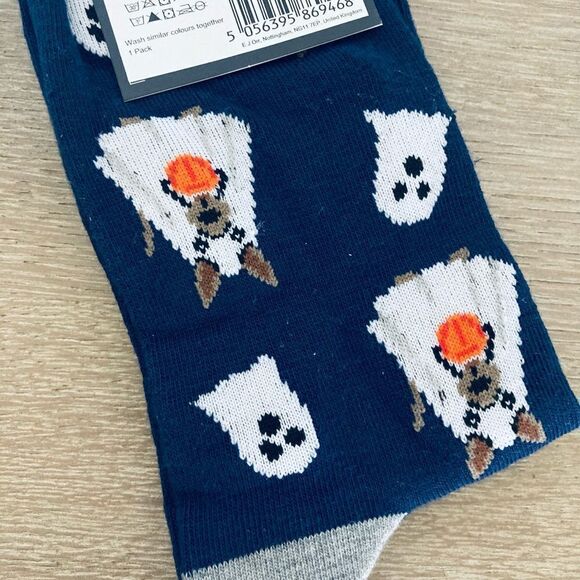 Halloween Ghost Dog Adult Fun Socks - Picture 2 of 2